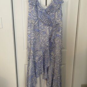 Blue Asymmetrical Ruched Sundress